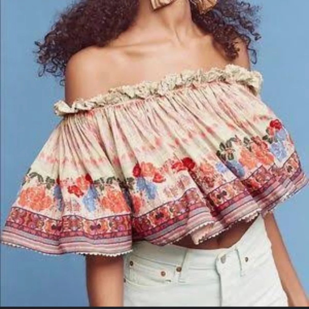 Anthropologie Bhanuni by Jyoti Villa MIDI Swing Top Off Shoulder Medium